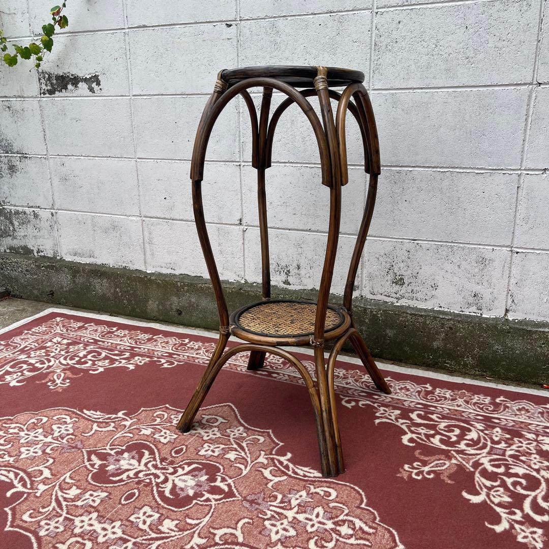 古家具 ビンテージ品◾️天然素材 籐ラタン製 ディスプレイ台 飾り台