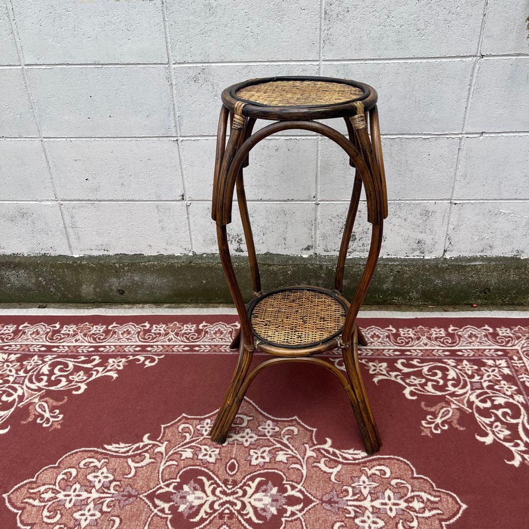 古家具 ビンテージ品◾️天然素材 籐ラタン製 ディスプレイ台 飾り台