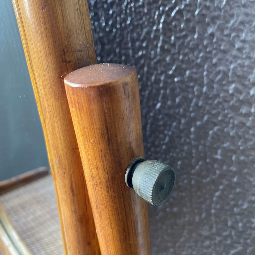 #昭和レトロ　ラタン ドレッサー　鏡台 引き出し付き　アーチ型ミラー　ビンテージ