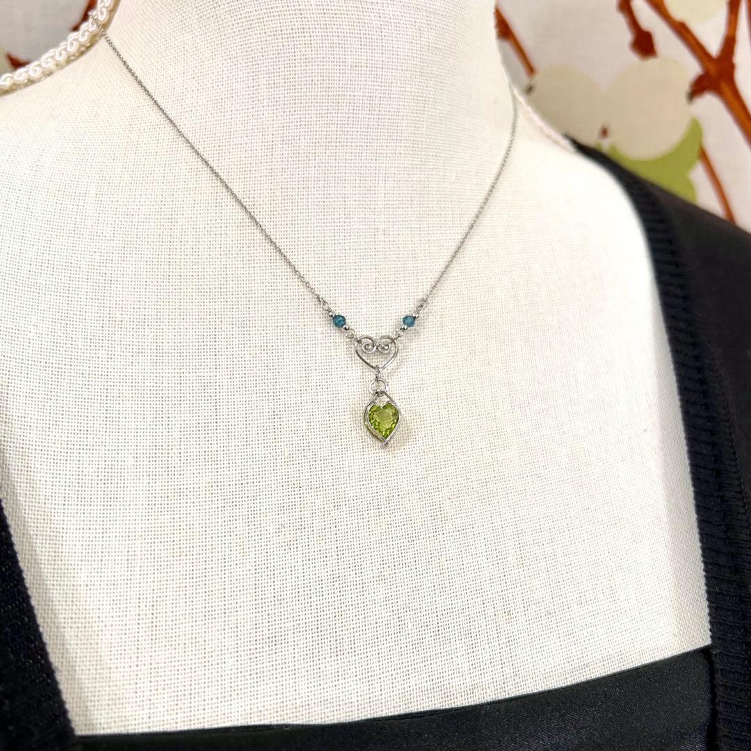 天然石ペリドット☆ワイヤーラップ ラッピング ジュエリー アート ネックレス S