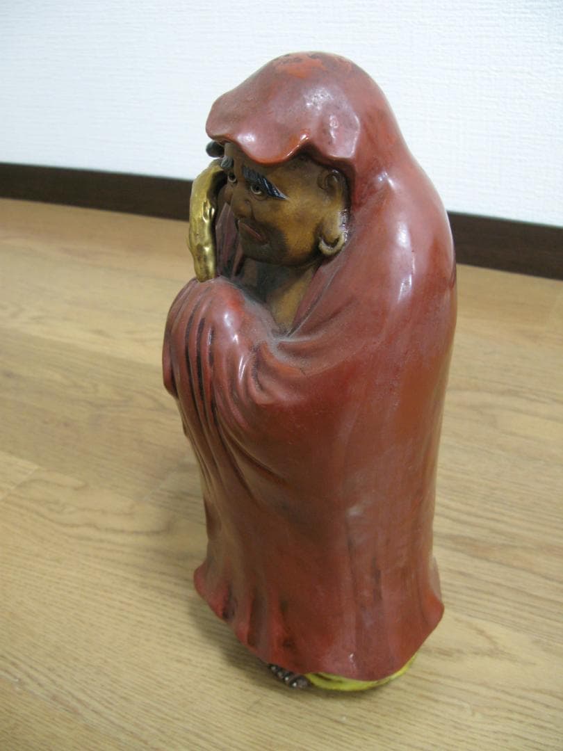 中古 九谷 焼 達磨 大師 立像 高さ約32 金彩 陶磁器 達磨祖師 菩提達磨