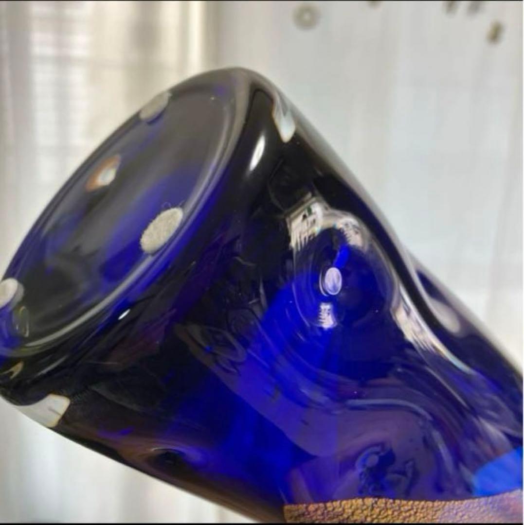 瑠璃金彩　江戸硝子　東洋佐々木クリスタル花瓶