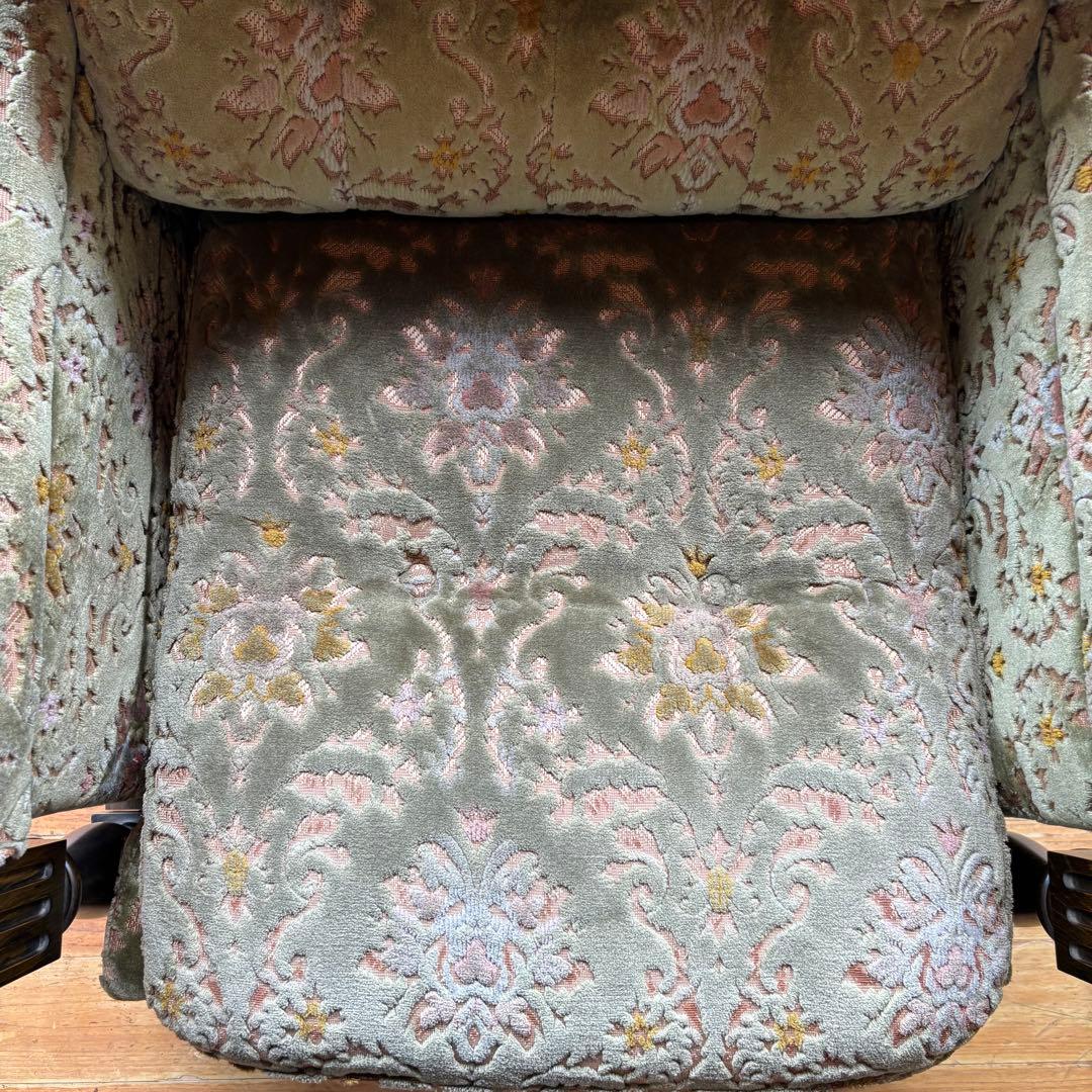 アンティーク 1人掛け木製ソファ 金華山 シングル レトロ 花柄 ヴィンテージ