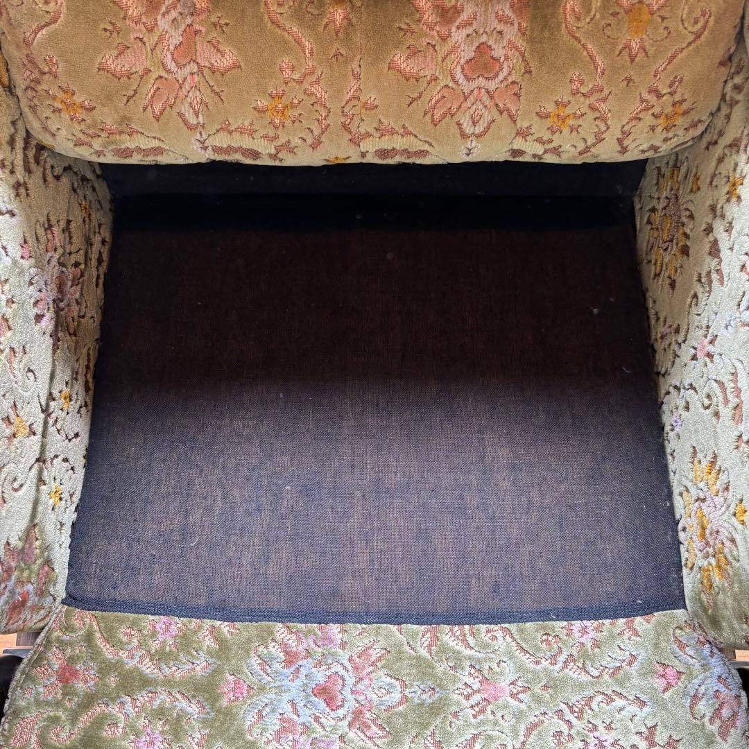 アンティーク 1人掛け木製ソファ 金華山 シングル レトロ 花柄 ヴィンテージ