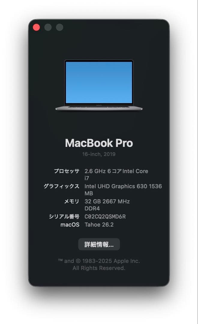 【2/15値下げ】MacBookPro16 2019 i7/32GB 5500M