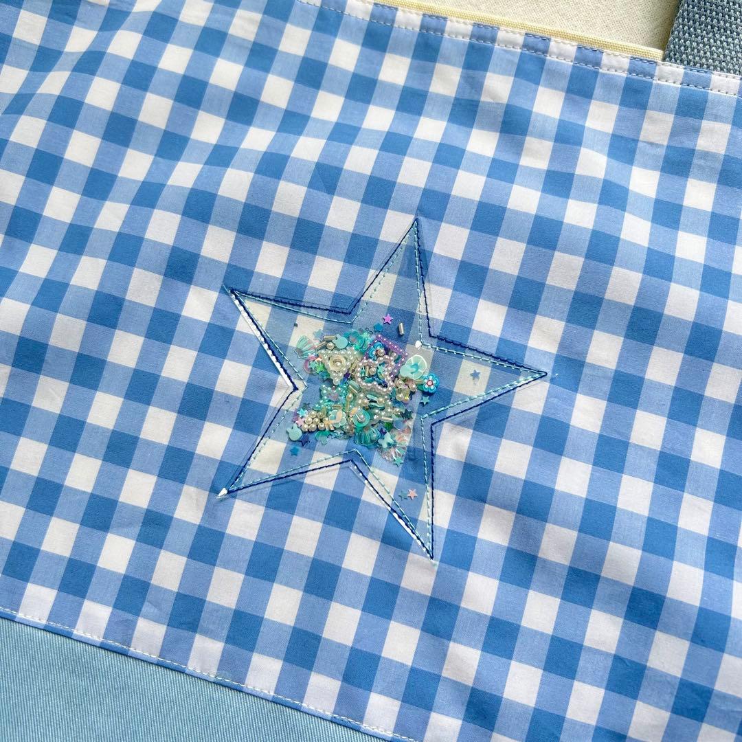 シャカシャカパーツ付き！　入園入学セット　ギンガムチェック　ブルー