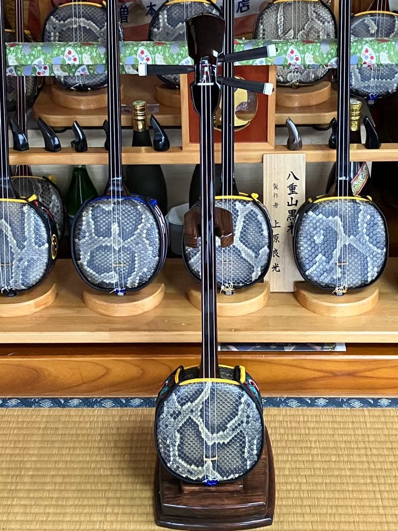 沖縄三線古民家床柱材南風原型本皮一枚張りスンチ塗り期間限定出品