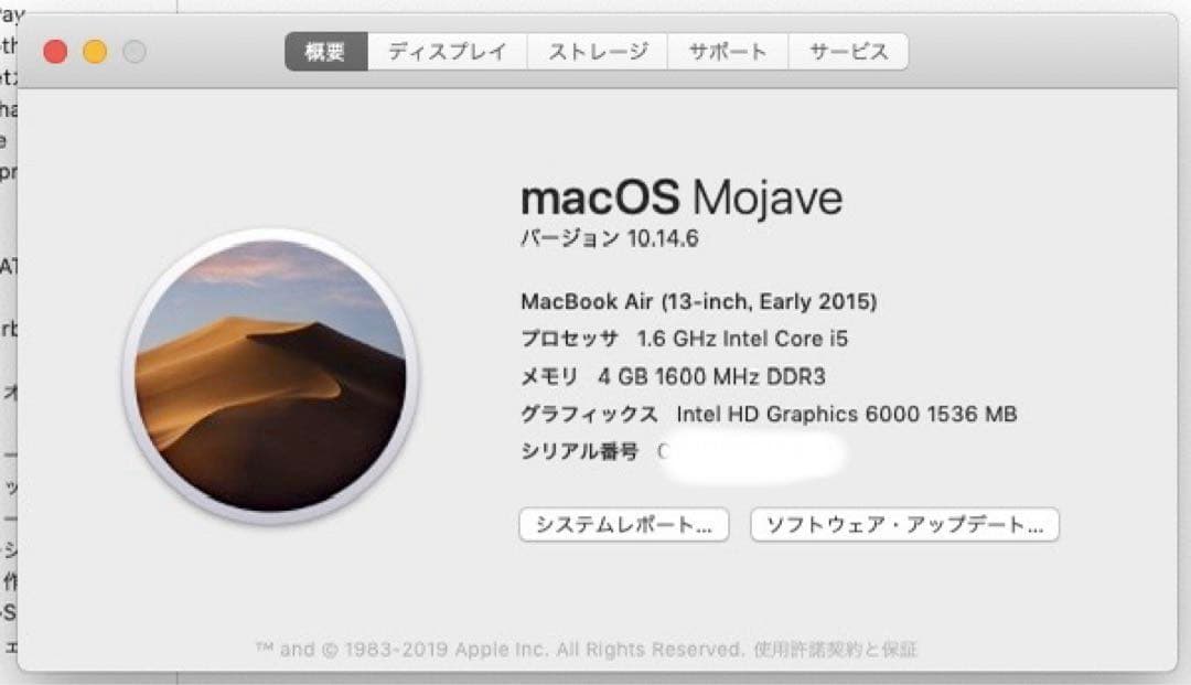 MacBook Air 13-inch Early 2015（A1466）