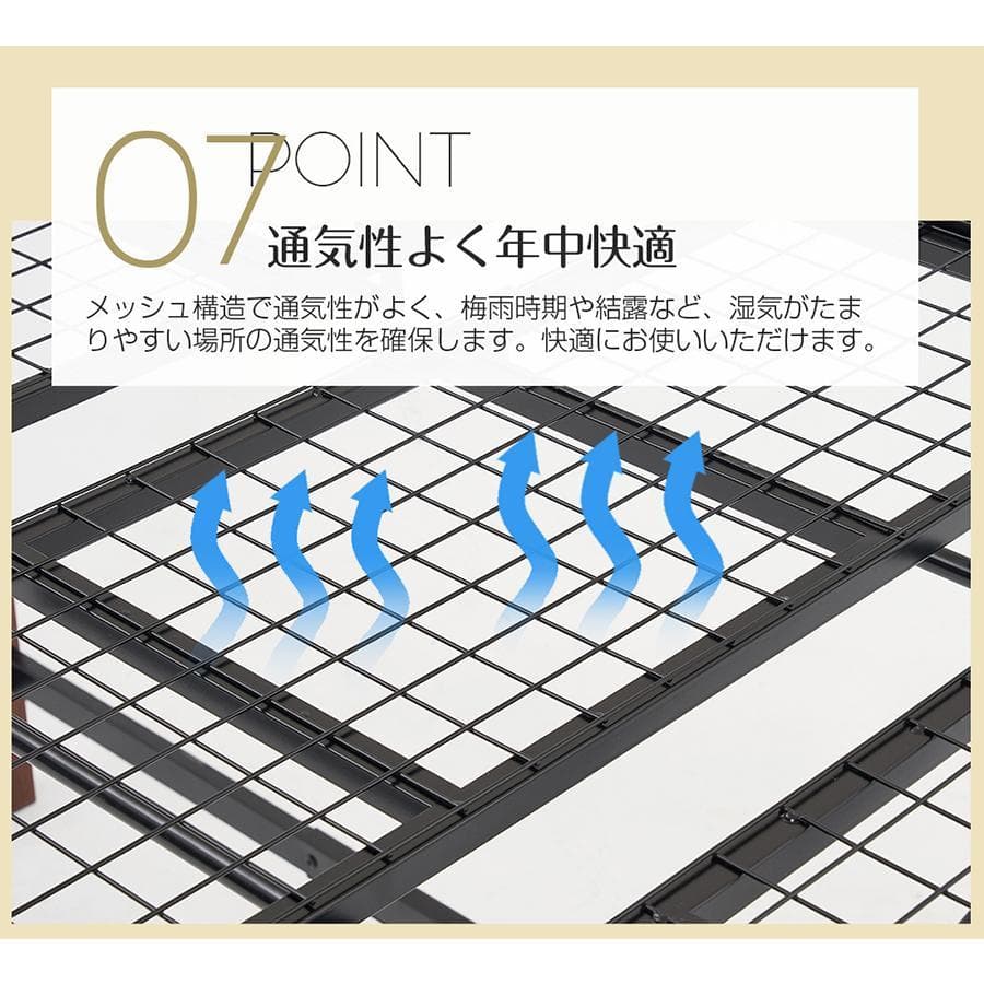スチール製ロフトベッド【S・シングル】 高さ140cmロータイプ WHITE