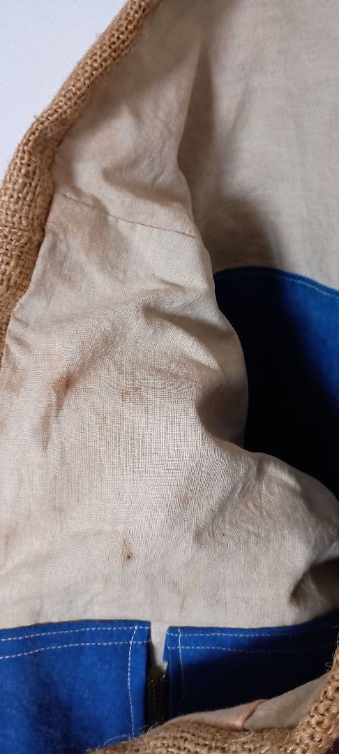 【一点物】昭和　鯉のぼり　武者のぼり旗トートバッグ　麻袋　柿渋染　金粉　リメイク