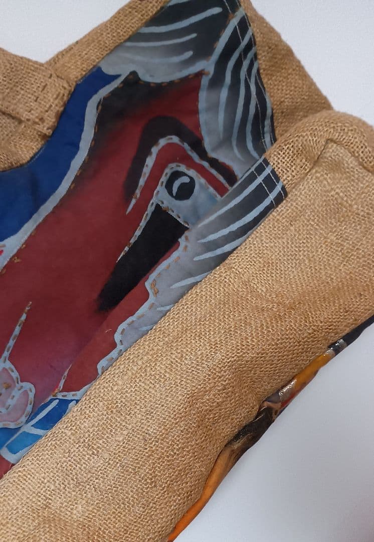 【一点物】昭和　鯉のぼり　武者のぼり旗トートバッグ　麻袋　柿渋染　金粉　リメイク