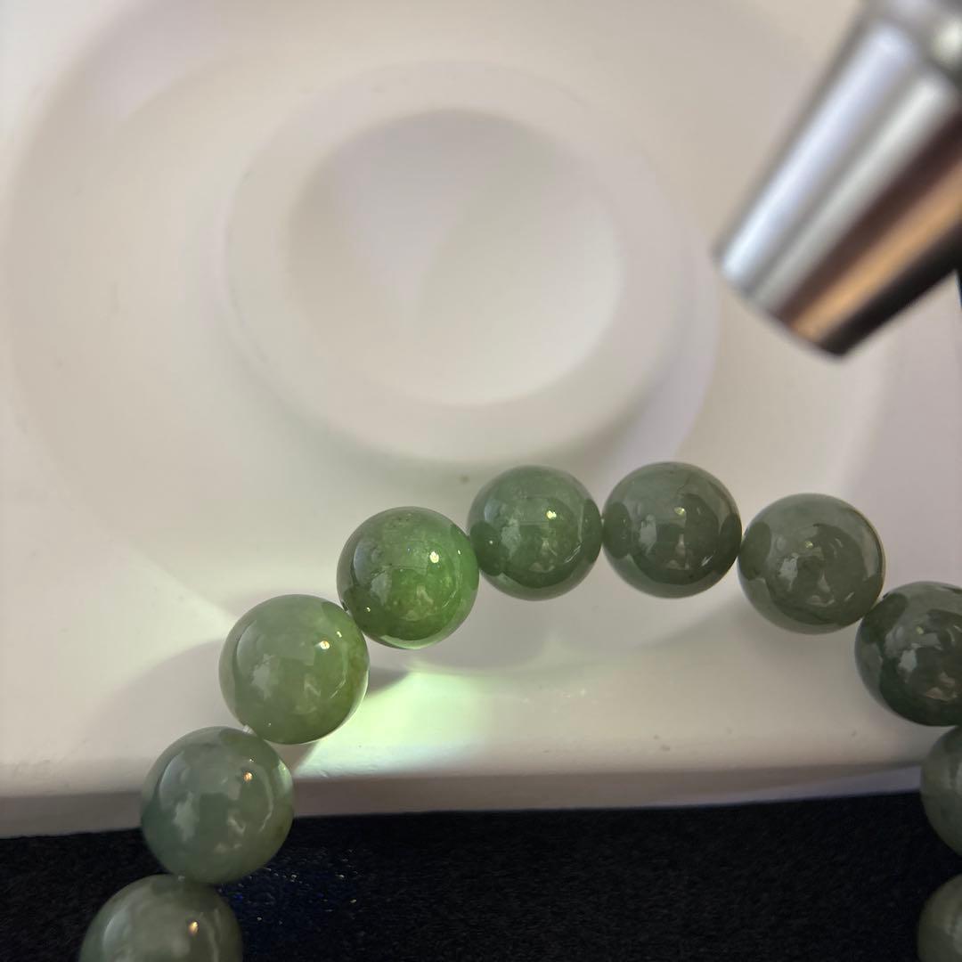 無処理無染色A貨天然石本翡翠　保証付　ミャンマー　本翡翠　手作り 約12mm