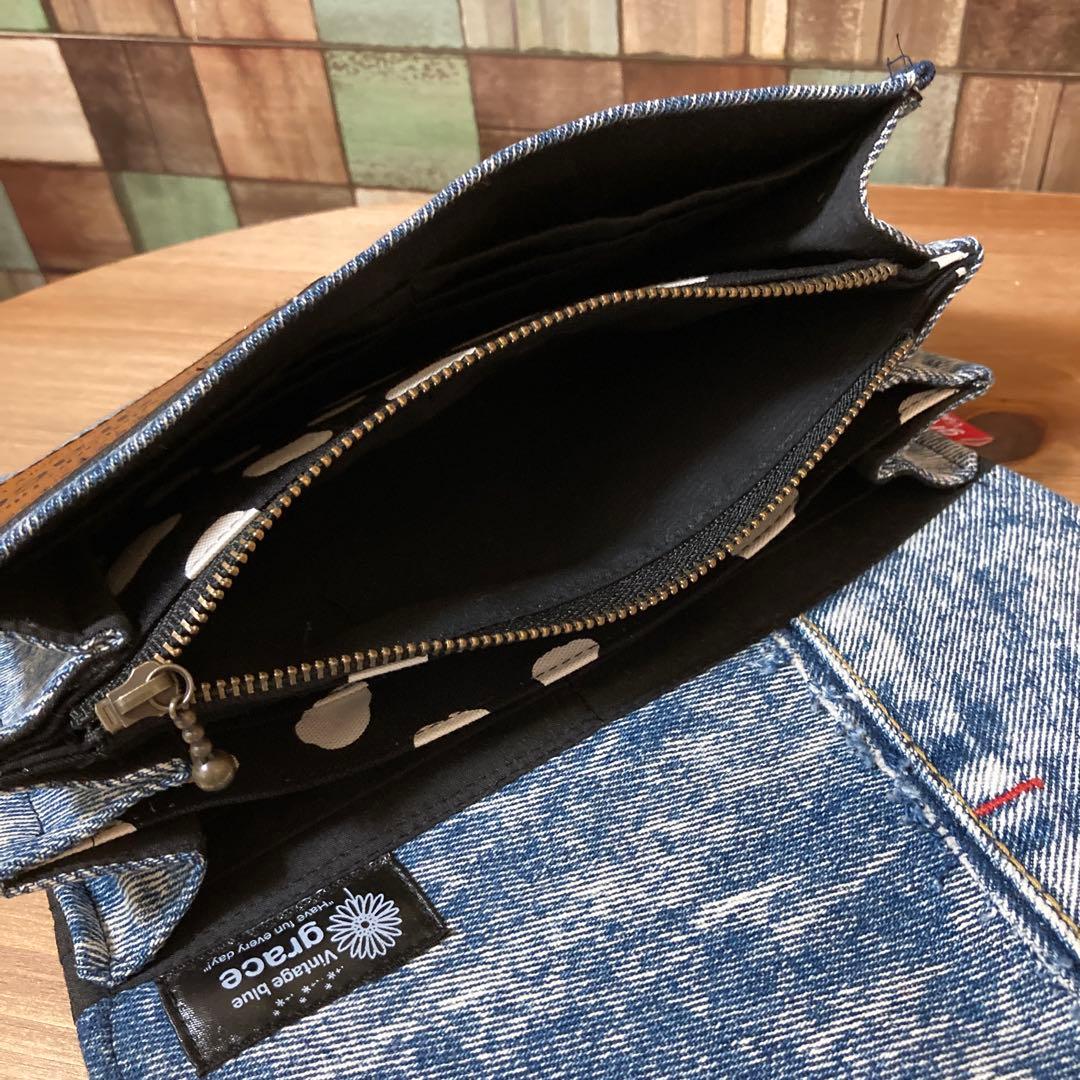 りー 他の方はご購入をお控え下さいm(_ _)mデニムリメイク 長財布☆