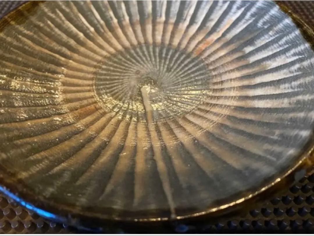 ヴィンテージ　美品　小鹿田焼中皿　　　希少裏印　鑑賞台付・２点セット　レア