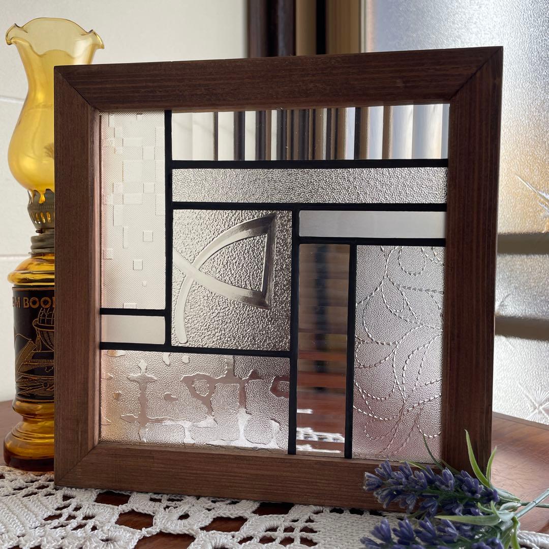 ステンドグラス　パネル　昭和レトロ