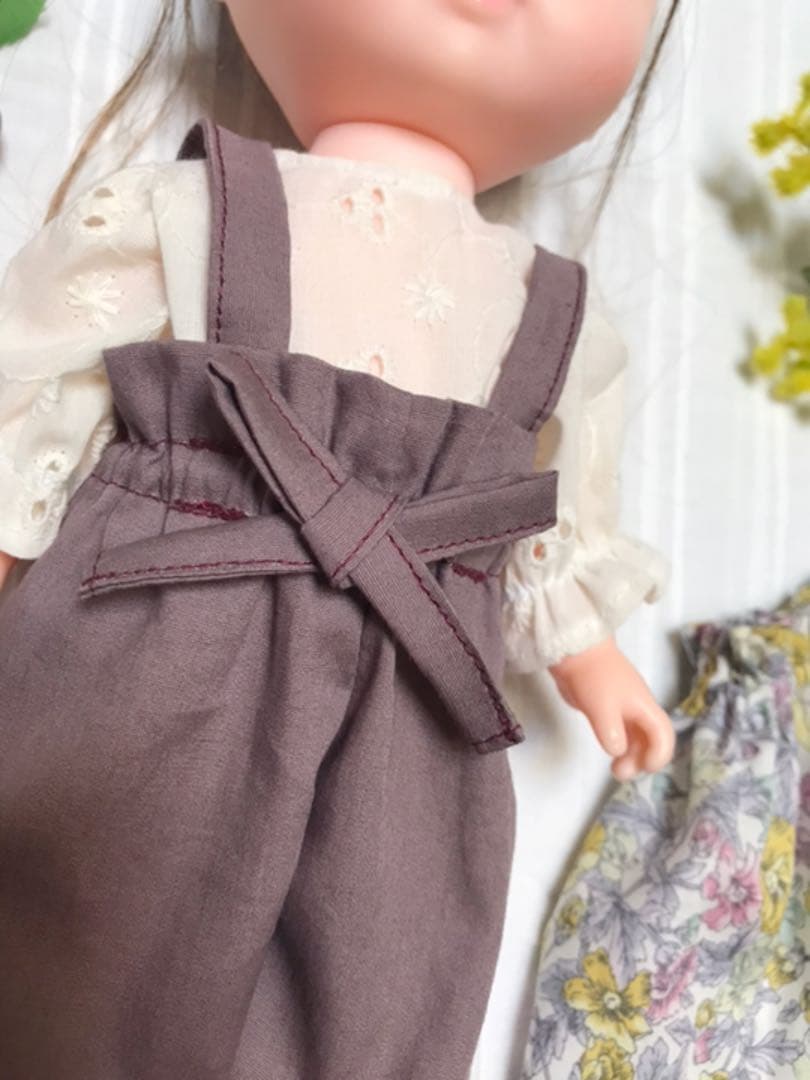 NO.149 トップス×吊りガウチョ×スカート×リボン ４点セット メルちゃん服
