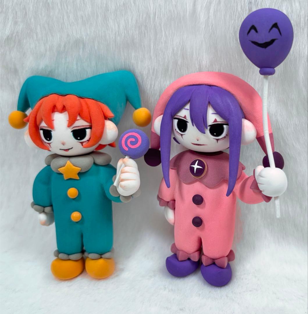 粘土フィギュア　ハンドメイド　ピエロ　人形