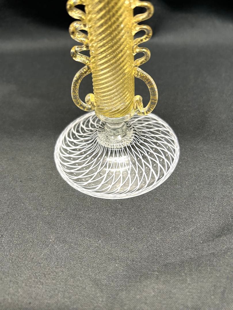 ベネチアングラスSeguso製ホワイト網目模様グラス　ヴィンテージ未使用品