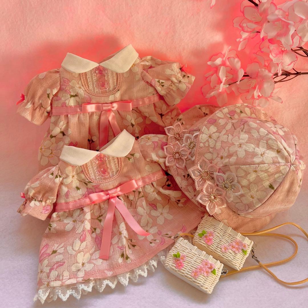 桜ワンピース Mサイズ モンチッチ ハンドメイド