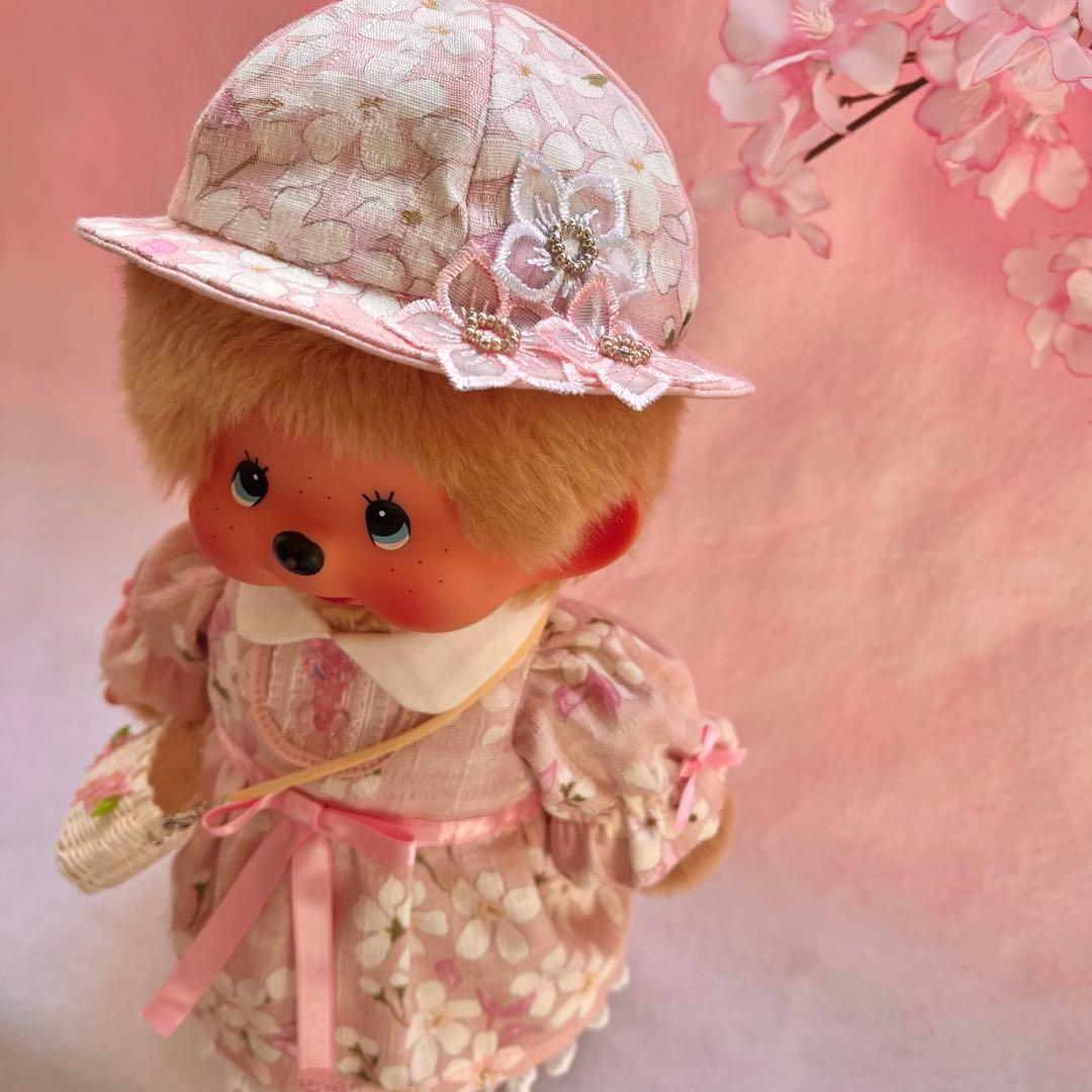 桜ワンピース Mサイズ モンチッチ ハンドメイド