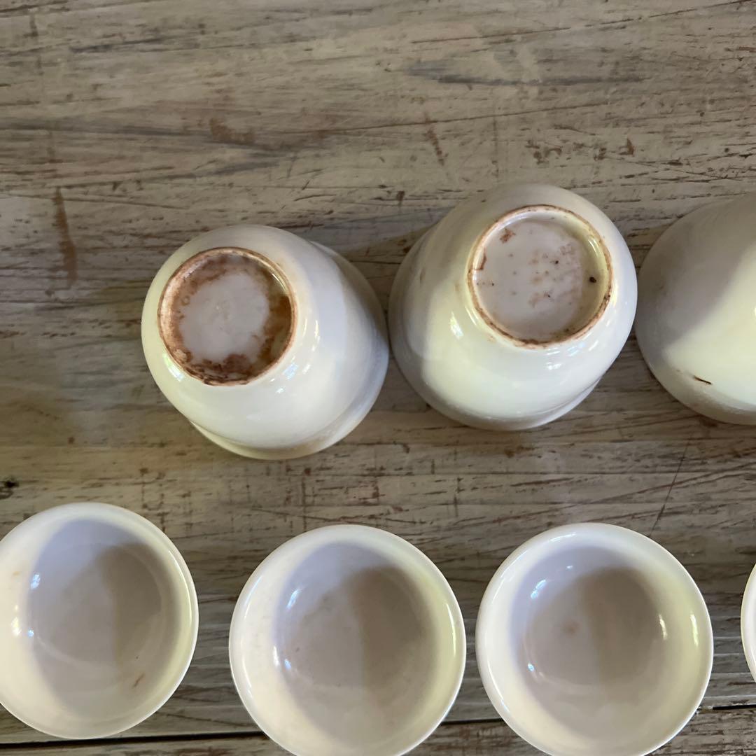 実家整理　古い白磁の蓋茶碗　五客　中国？