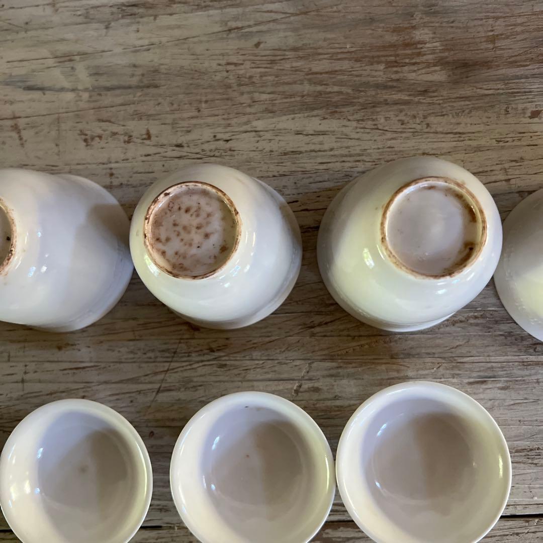 実家整理　古い白磁の蓋茶碗　五客　中国？