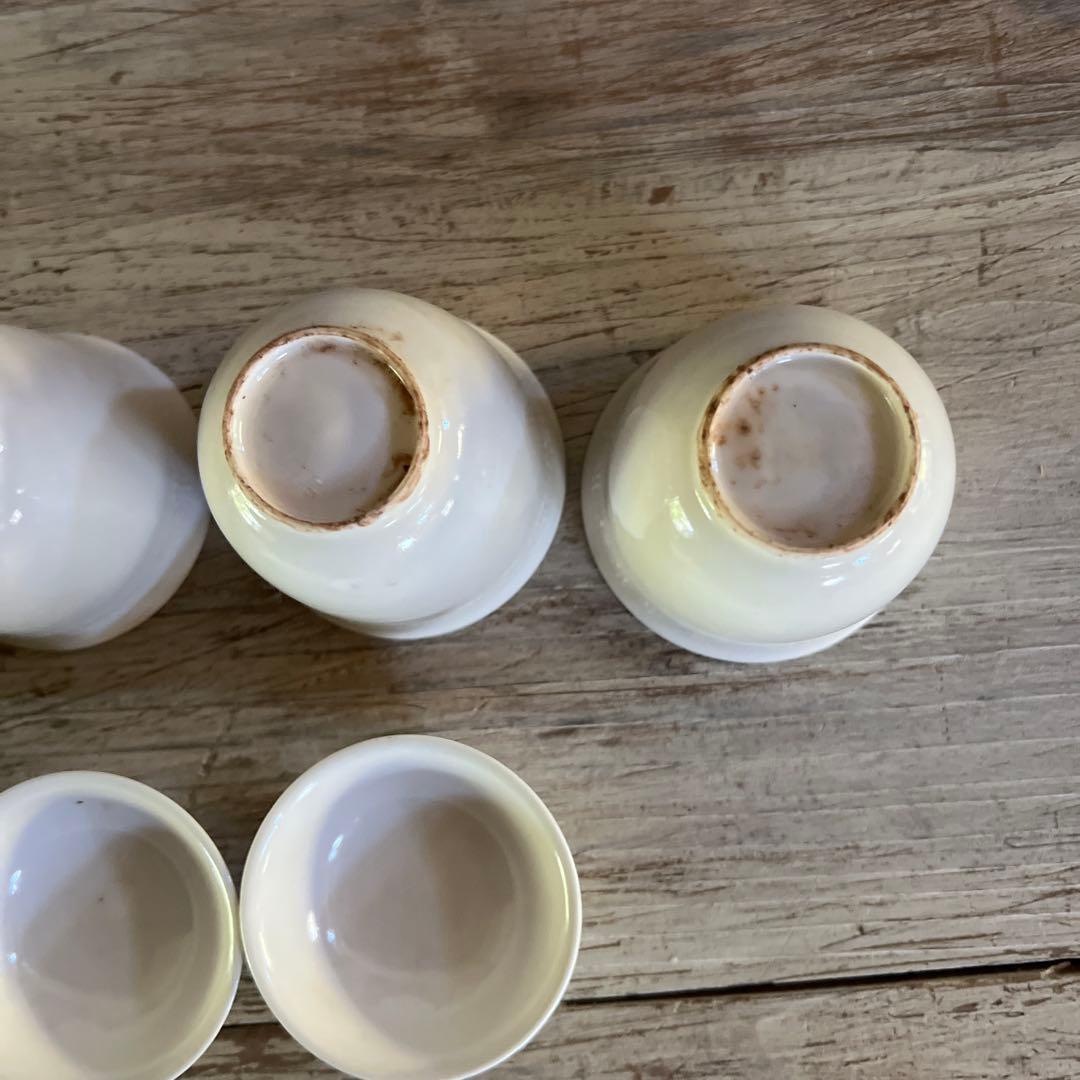 実家整理　古い白磁の蓋茶碗　五客　中国？