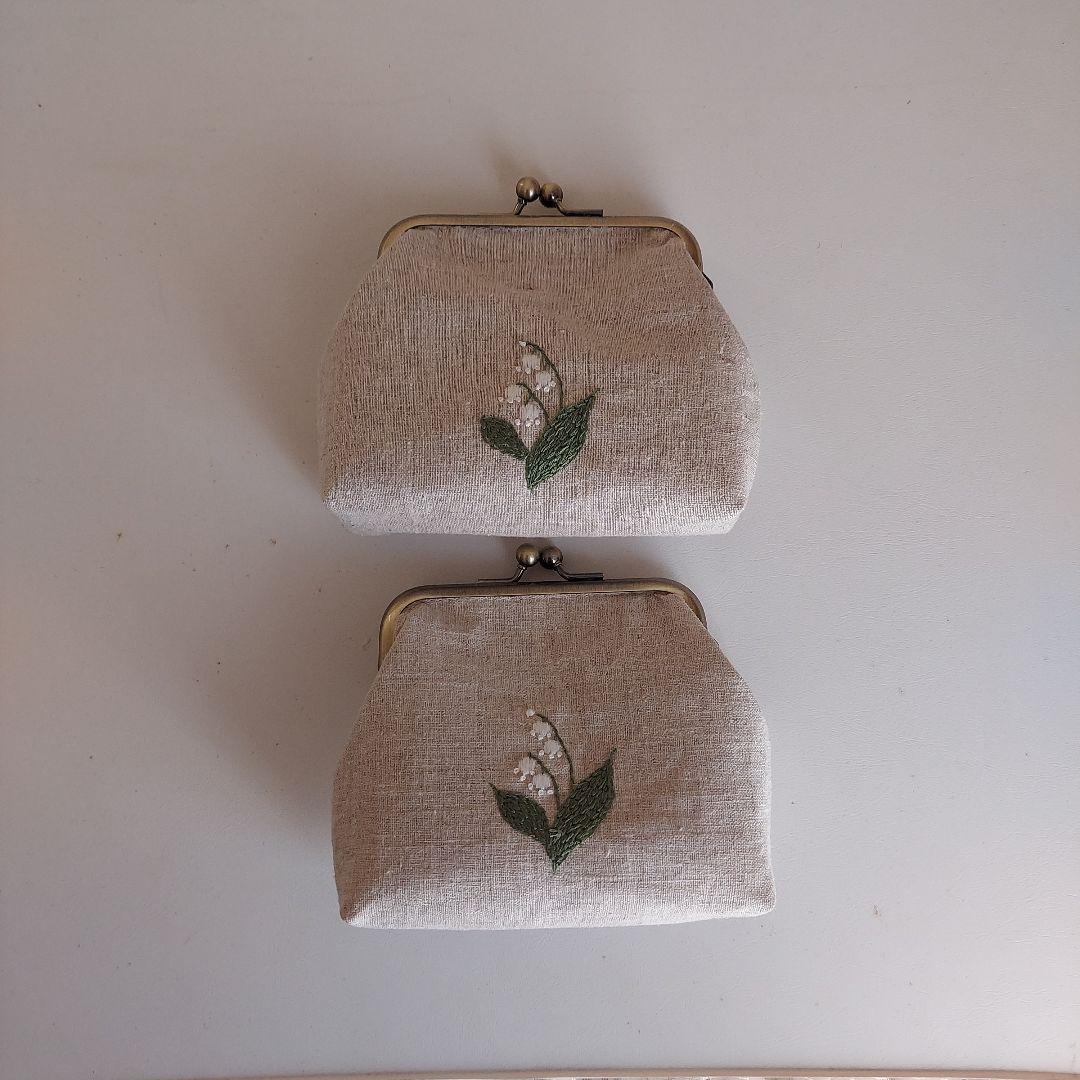 がま口ポーチ手刺繍