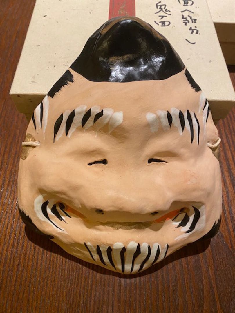 古和紙のお面「嵯峨面」　『お多福』『福ゑびす面』『赤鬼面』 藤原孚石作の3面揃え