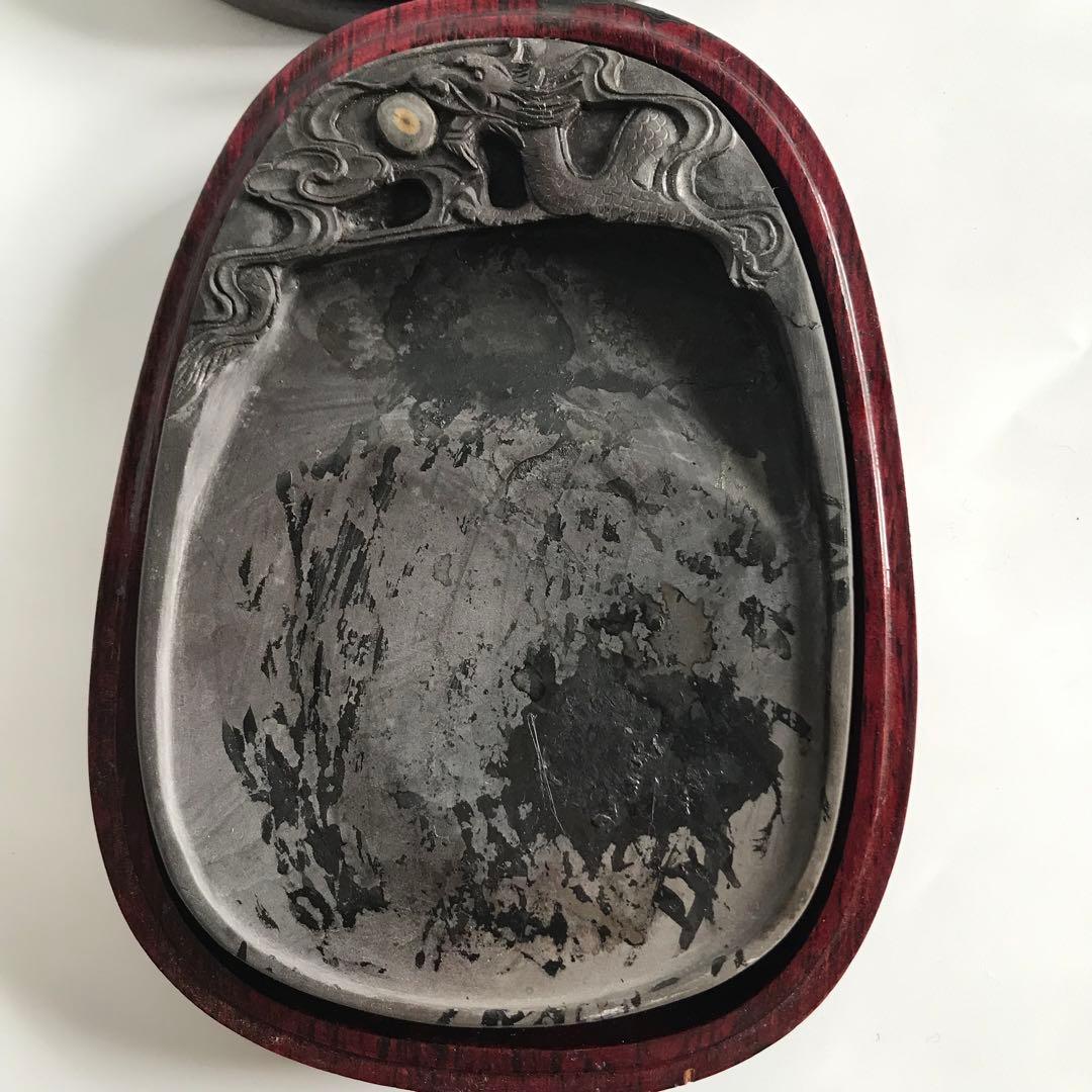 端州石硯　石眼 雲龍彫刻 コレクション　共箱