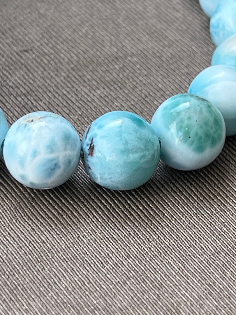 天然石ブレスレット☆品質良し！ラリマー１０ｍｍ☆模様が美しい！