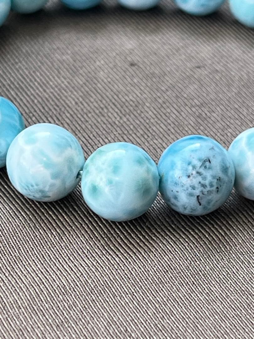 天然石ブレスレット☆品質良し！ラリマー１０ｍｍ☆模様が美しい！