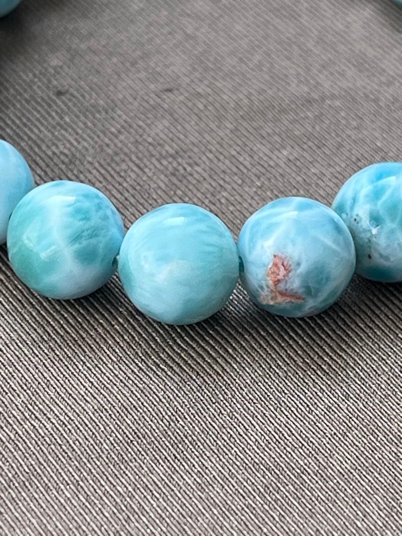 天然石ブレスレット☆品質良し！ラリマー１０ｍｍ☆模様が美しい！