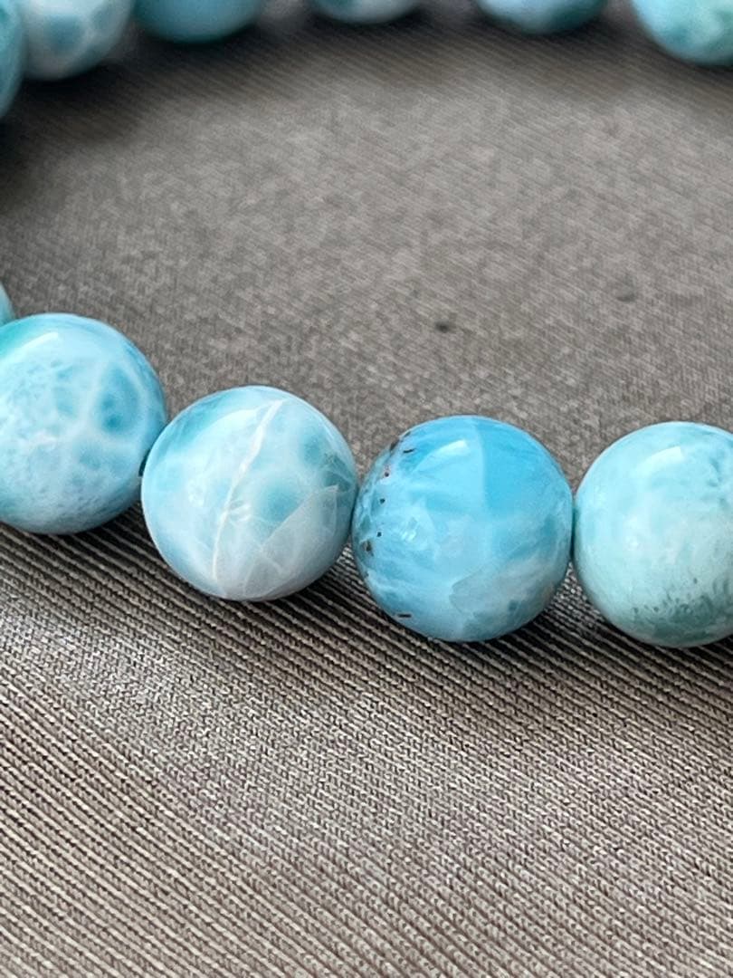 天然石ブレスレット☆品質良し！ラリマー１０ｍｍ☆模様が美しい！