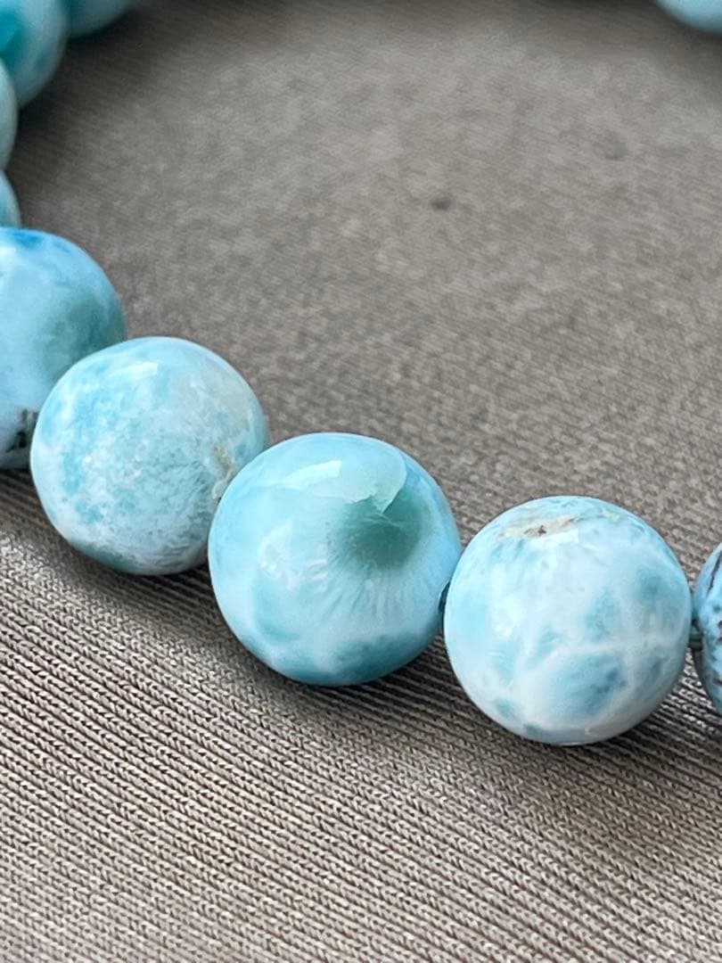 天然石ブレスレット☆品質良し！ラリマー１０ｍｍ☆模様が美しい！