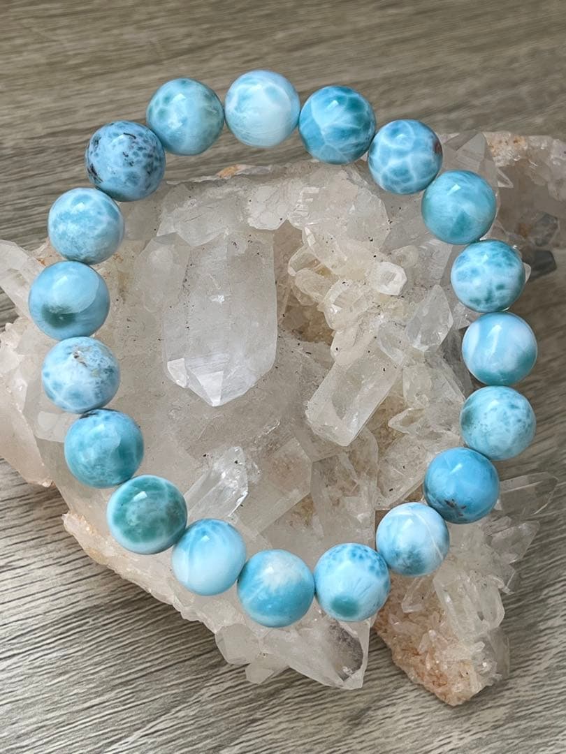 天然石ブレスレット☆品質良し！ラリマー１０ｍｍ☆模様が美しい！