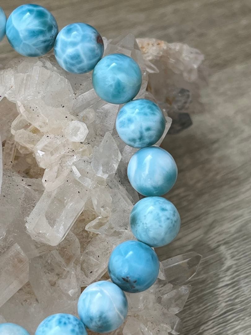 天然石ブレスレット☆品質良し！ラリマー１０ｍｍ☆模様が美しい！