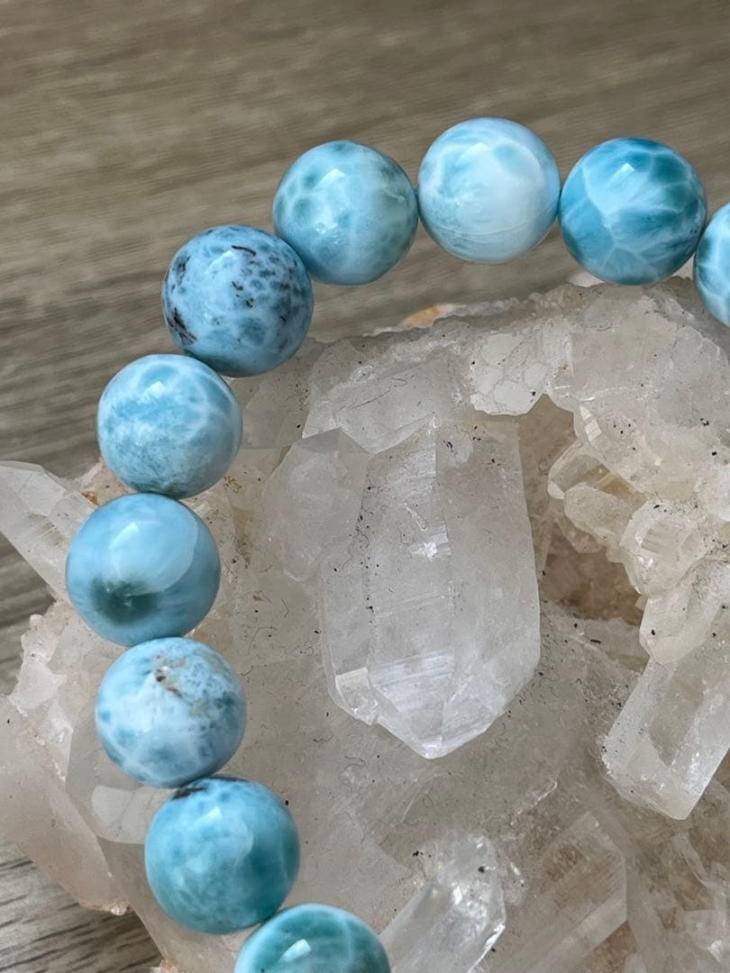 天然石ブレスレット☆品質良し！ラリマー１０ｍｍ☆模様が美しい！