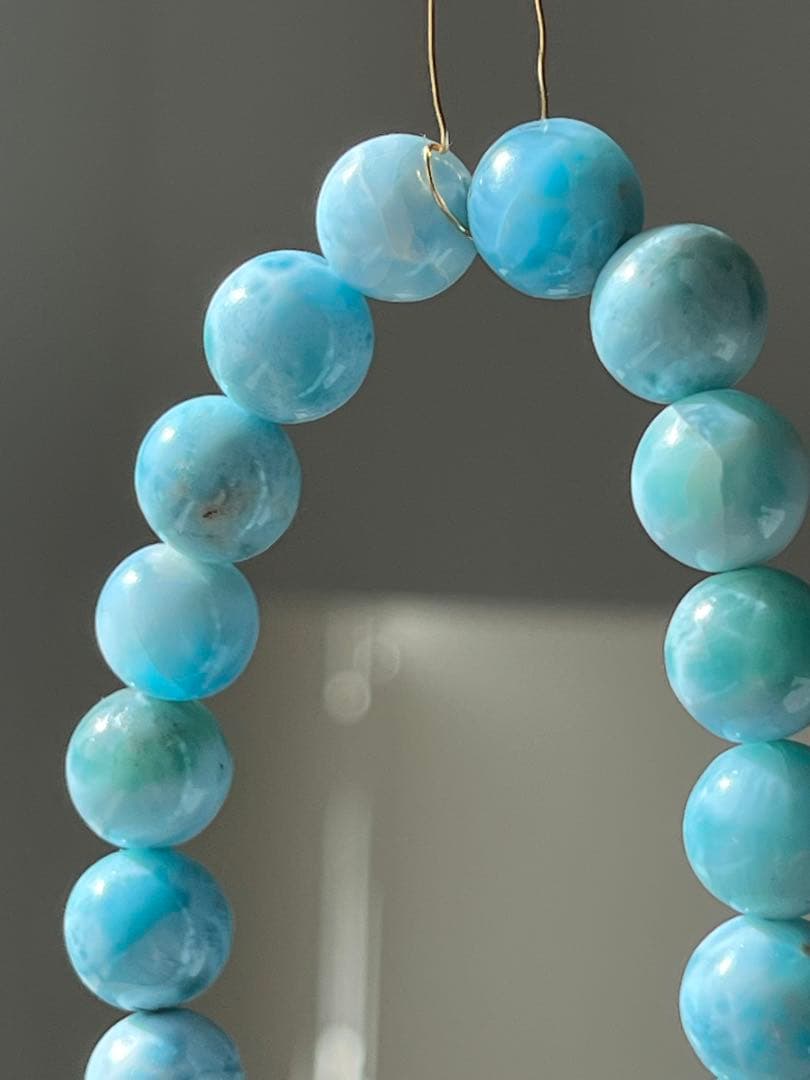 天然石ブレスレット☆品質良し！ラリマー１０ｍｍ☆模様が美しい！