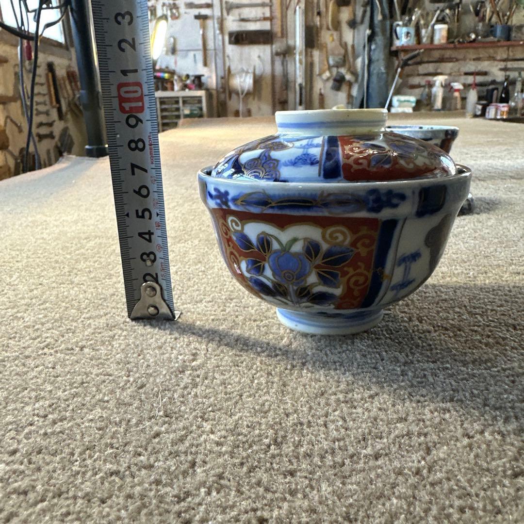 在銘 古伊万里 蓋付き 飯碗 2客 古食器 アンティーク A