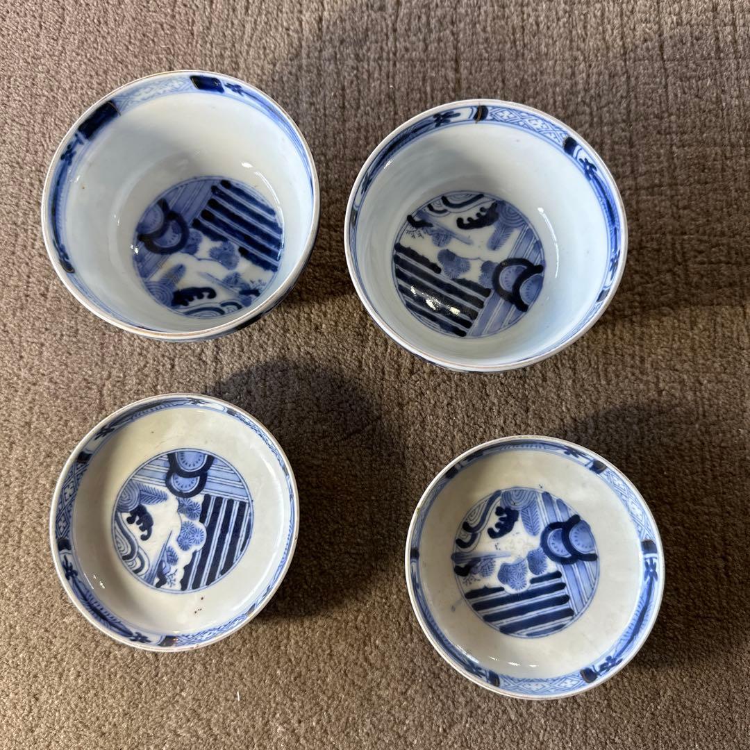 在銘 古伊万里 蓋付き 飯碗 2客 古食器 アンティーク A
