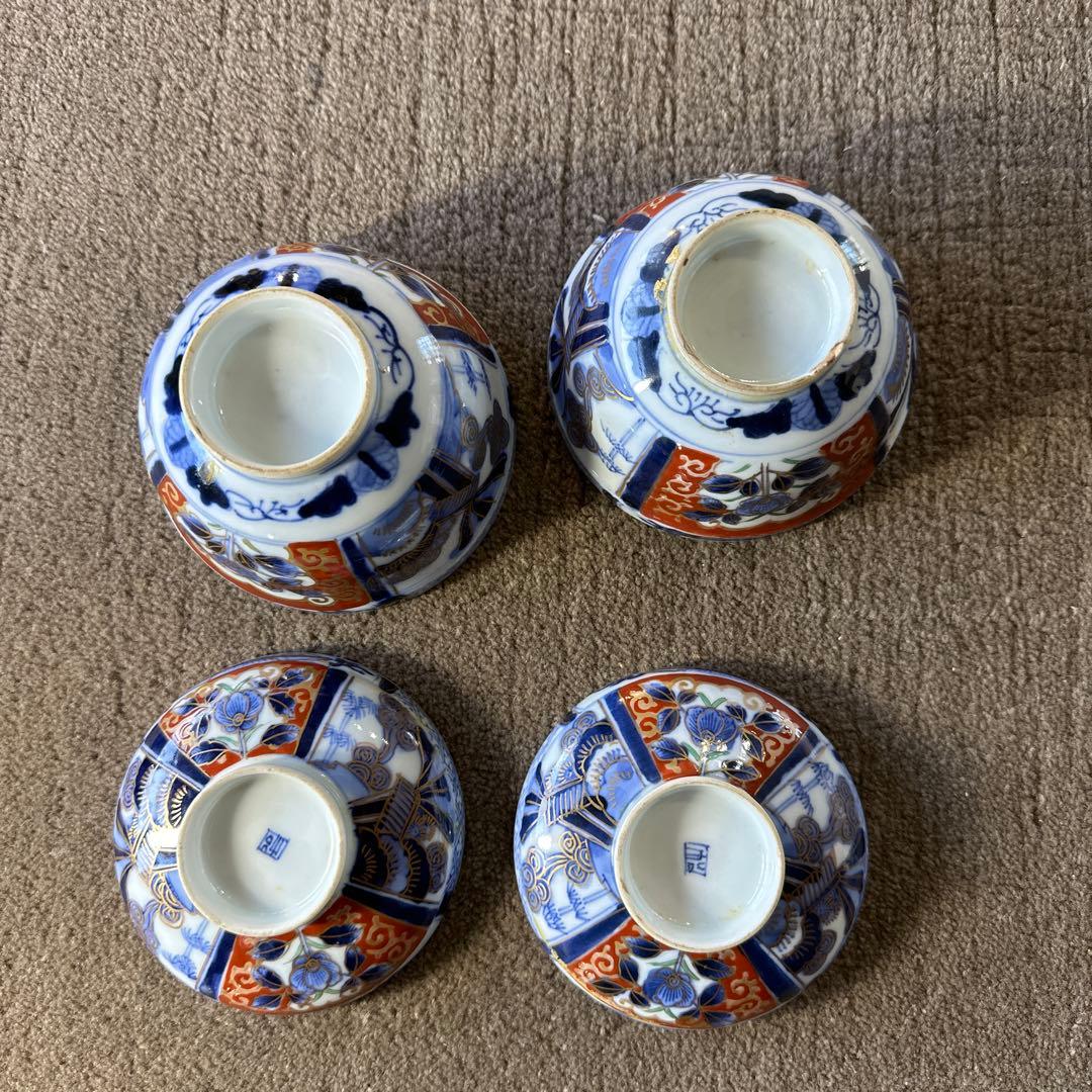 在銘 古伊万里 蓋付き 飯碗 2客 古食器 アンティーク A