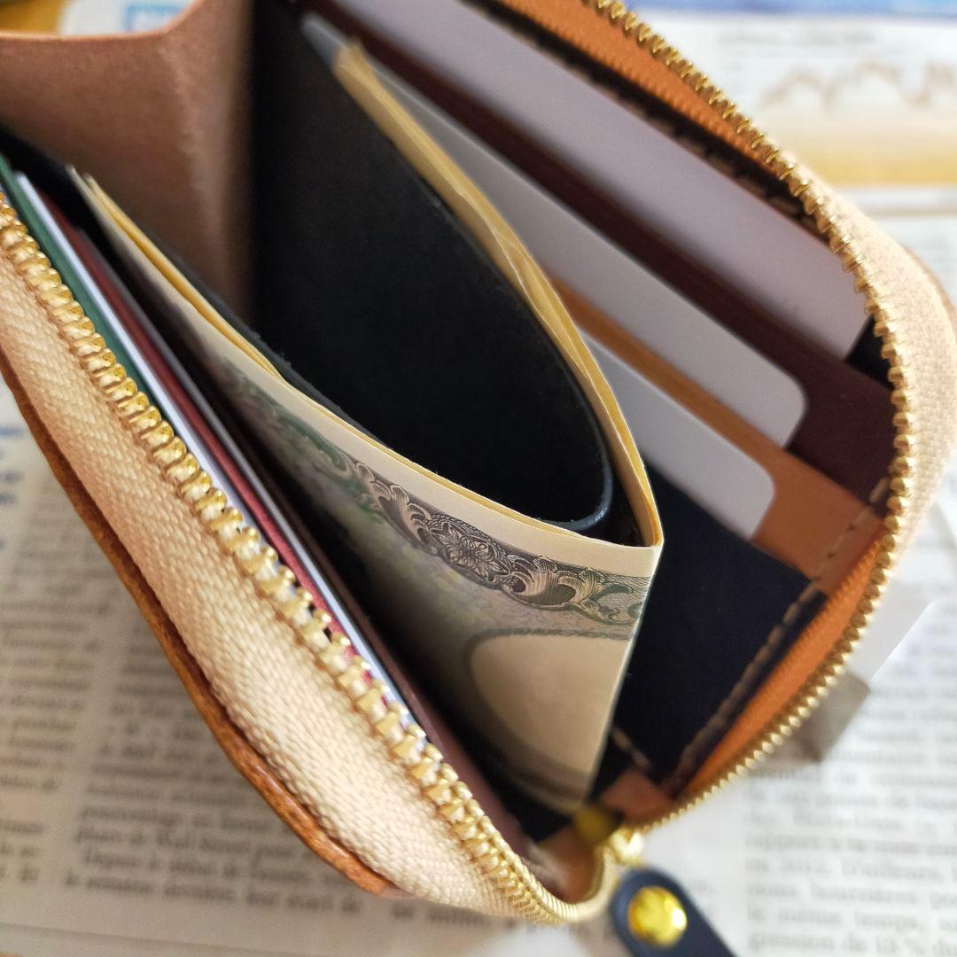 栃木レザー　L字ファスナーウォレット　コンパクト