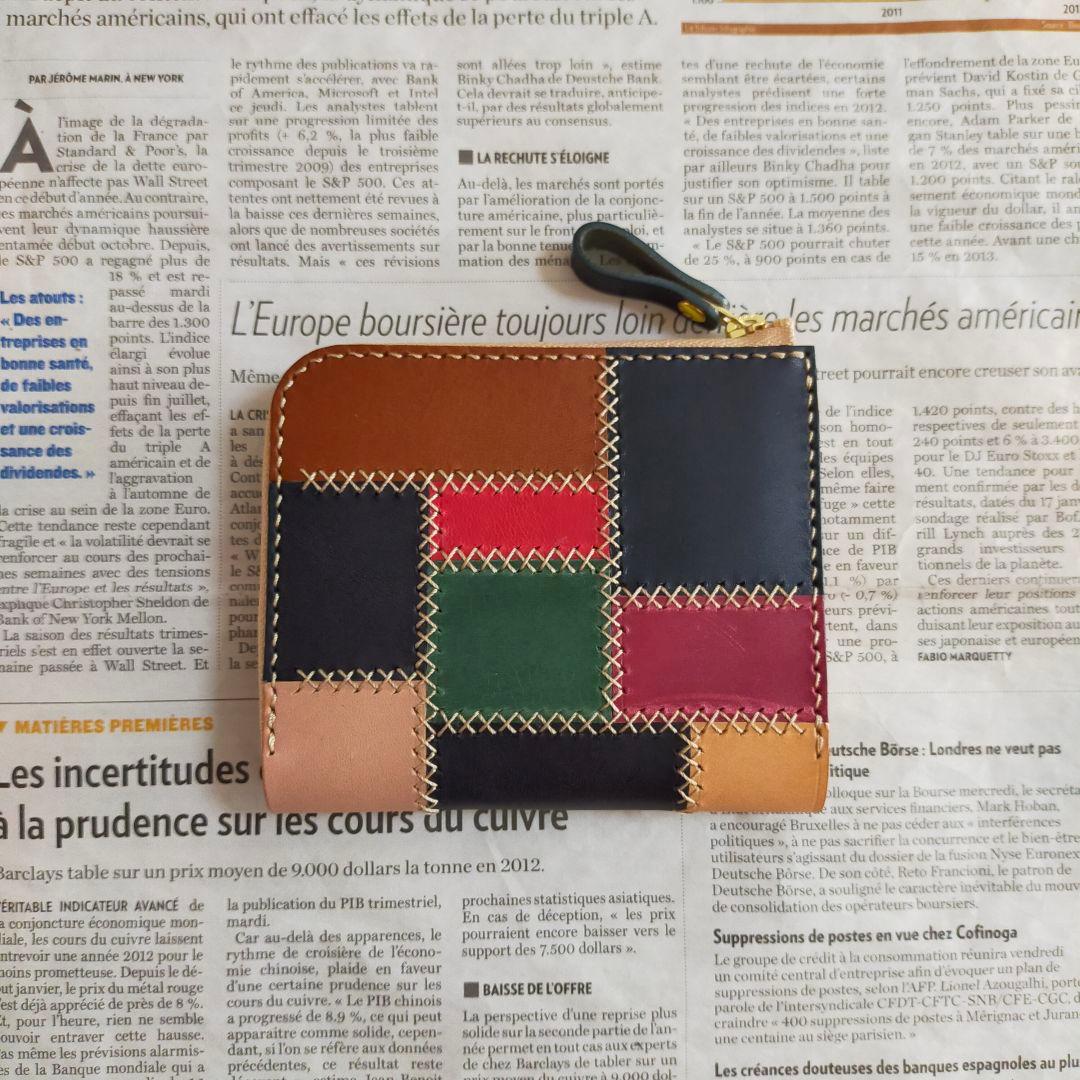 栃木レザー　L字ファスナーウォレット　コンパクト