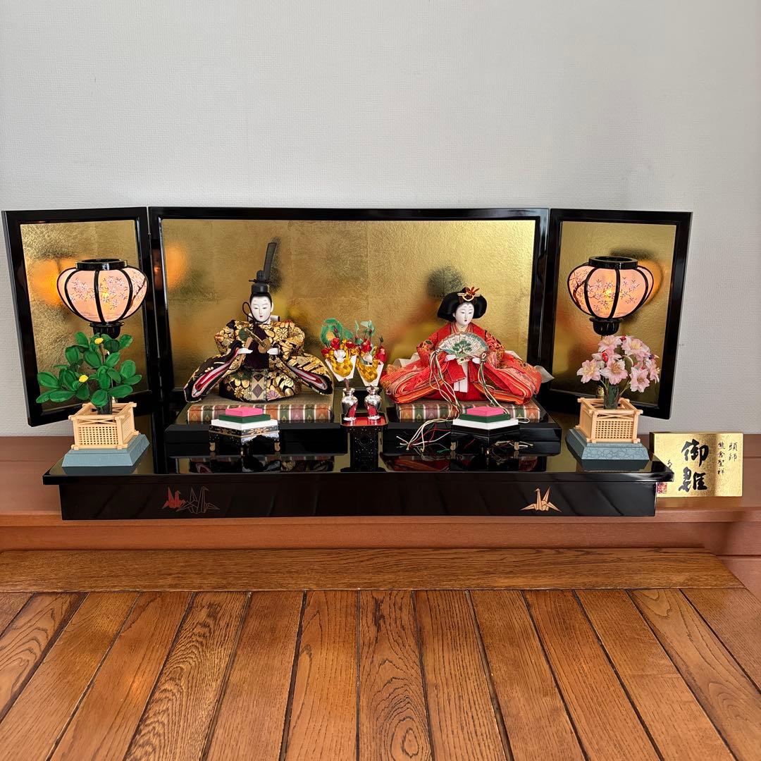 雛人形 親王飾り 木製台座 京雅 作家物　熊倉聖祥　祐月　収納飾り ひな人形節句