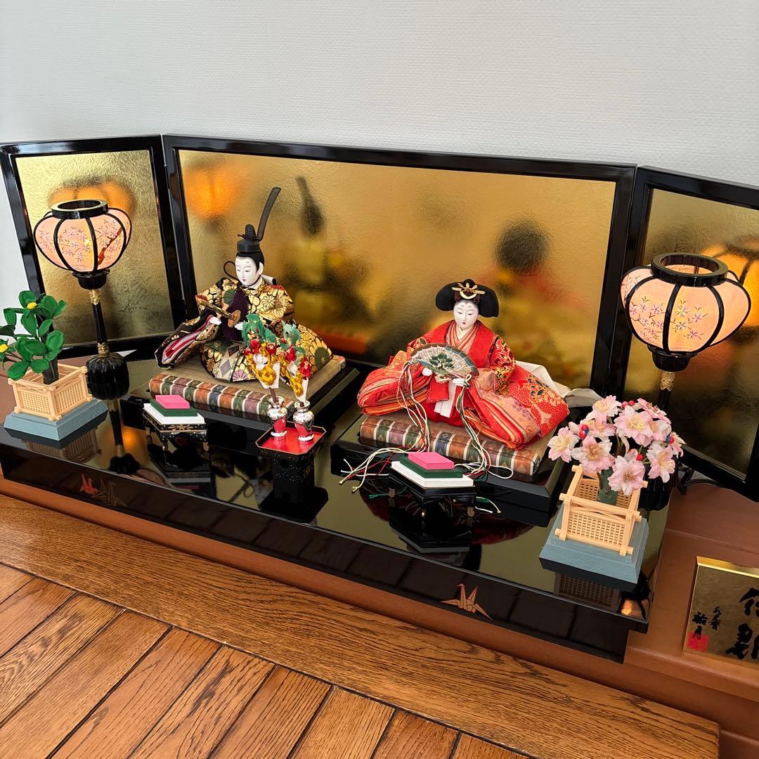 雛人形 親王飾り 木製台座 京雅 作家物　熊倉聖祥　祐月　収納飾り ひな人形節句