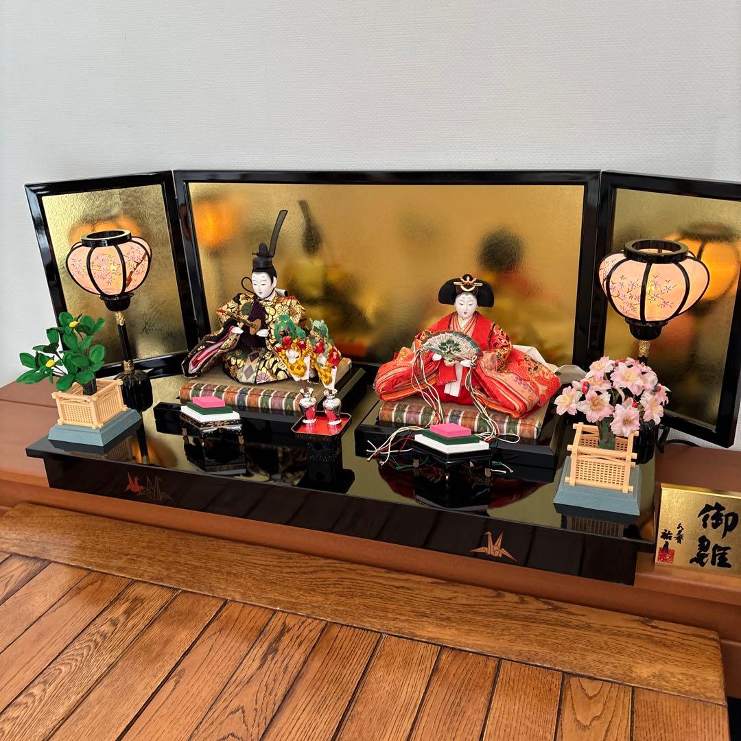雛人形 親王飾り 木製台座 京雅 作家物　熊倉聖祥　祐月　収納飾り ひな人形節句