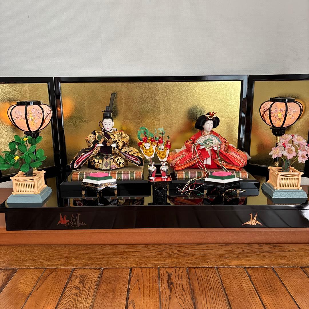 雛人形 親王飾り 木製台座 京雅 作家物　熊倉聖祥　祐月　収納飾り ひな人形節句