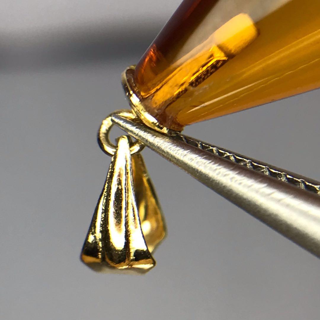 k18YGイエローゴールド13.61ct 天然琥珀ネックレスペンダントトップ