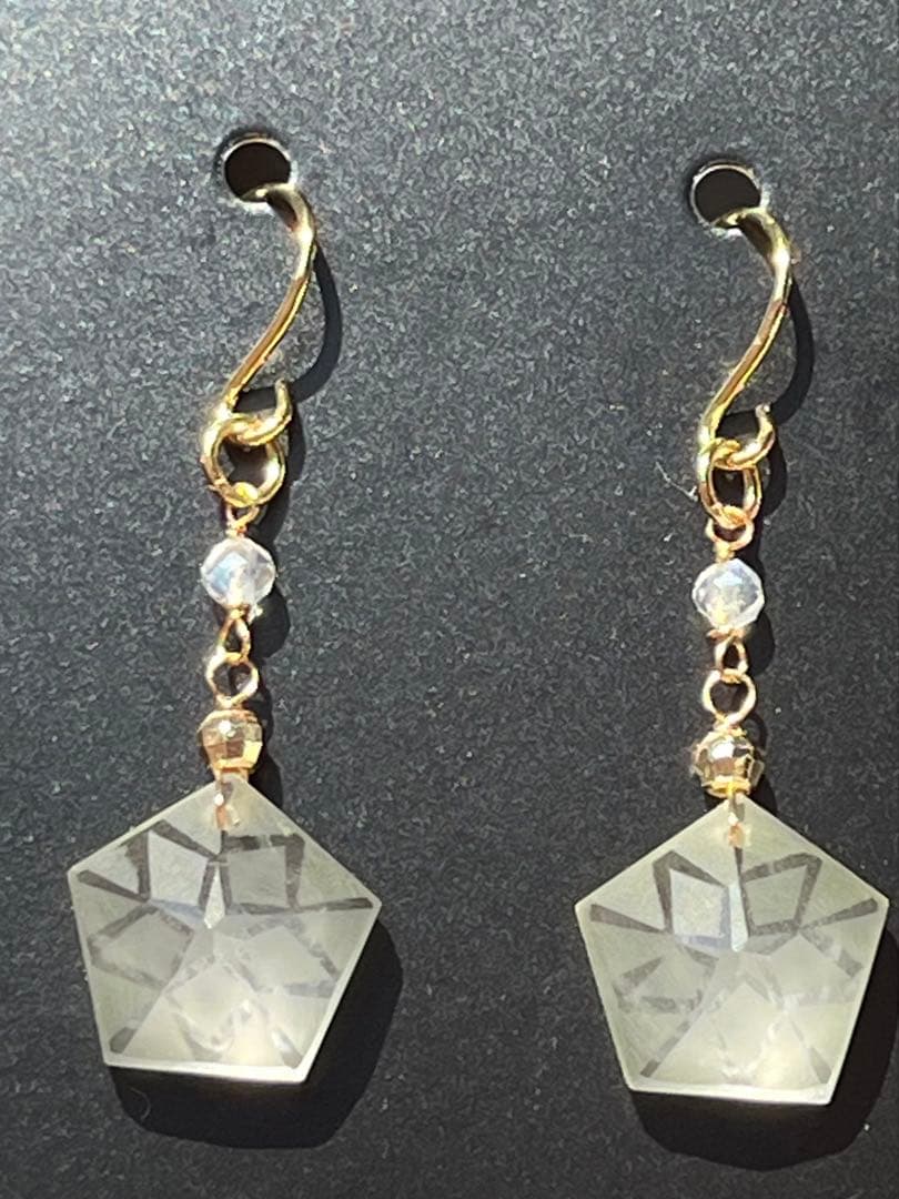 ＊14kgf ロッククリスタル プレシジョンハンドカットピアス